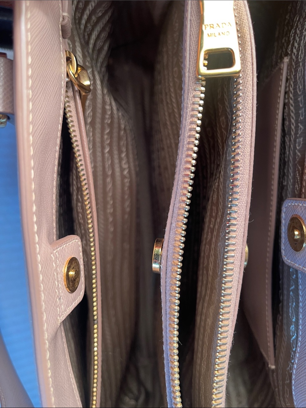 Prada Galleria Nude Saffiano Leather Double-Handle Satchel with Strap - Picture 5 of 15